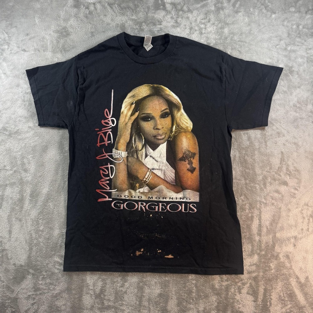 Mary J. Blige Shirt Mens Medium Black Good‎ Morning Gorgeous Gildan Concert Tee